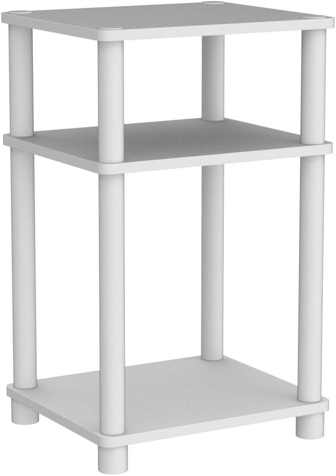 3-Tier Turn-N-Tube End / Side Table / Night Stand / Bedside Table, Plastic Poles, 2-Pack