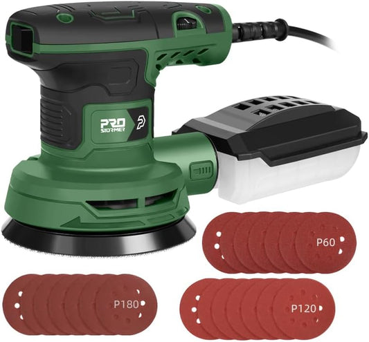 5-In Random Orbital Sander 8000-13000RPM, 2.6AMP Palm Sander 6 Variable Speeds, 21PCS Sandpapers