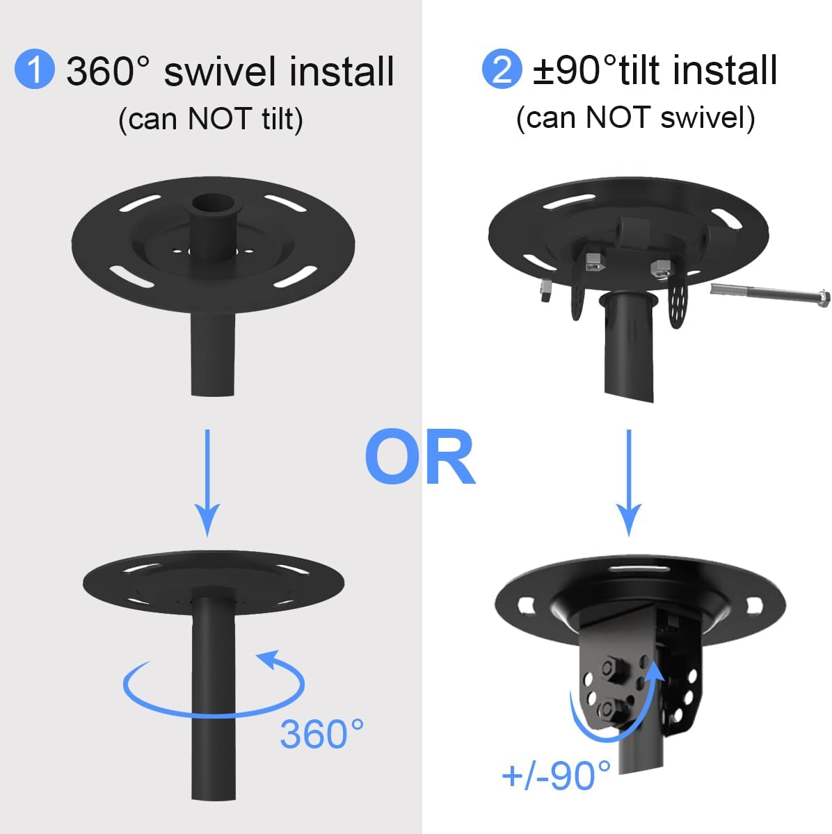 Ceiling TV Mount 26-65 inch, Max VESA 400x400mm Load 45kg/100lbs Height Adjustable