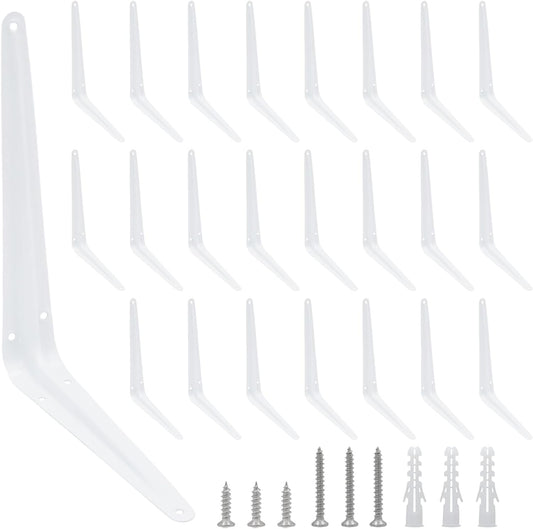 24Pcs 10 x 8 In White Shelf Brackets, Heavy-Duty, L Brackets