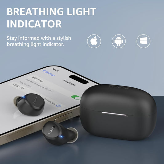 Wireless Earbuds Bluetooth 5.3 Light Weight in Ear IPX5 ,Mic AI Calls, Premium Bass, Charging Case