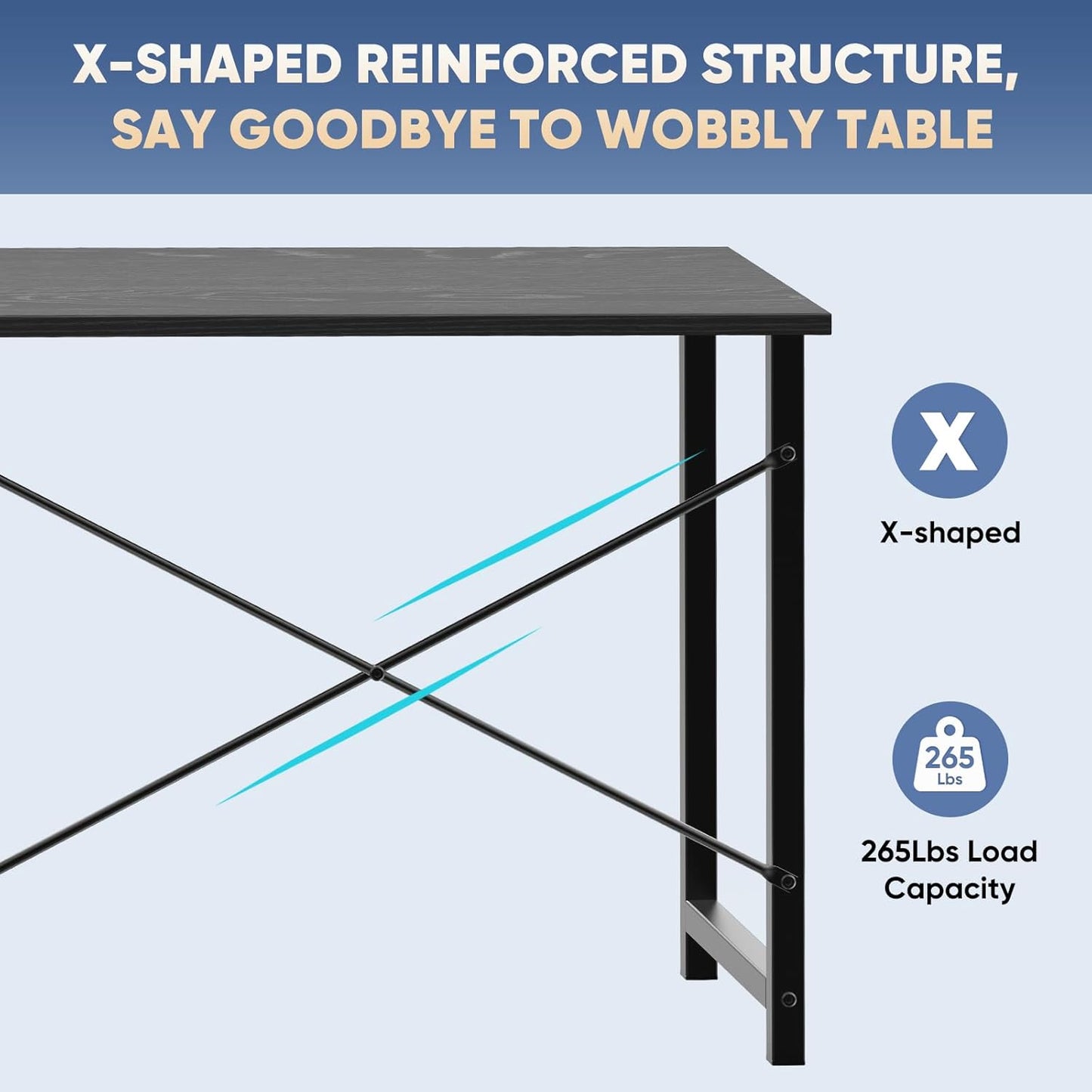 32 inch Small Computer Desk for Home Office, X-Shaped Reinforcement, Black