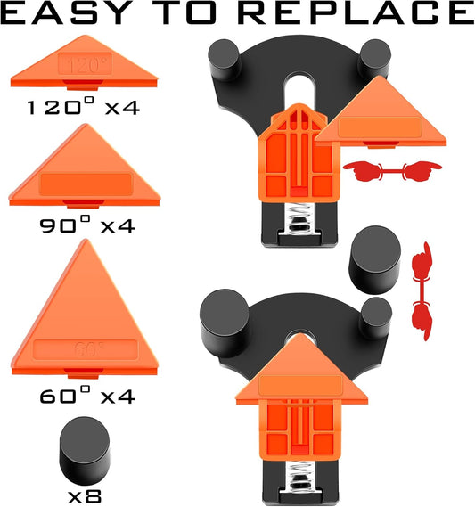 60/90/120 Degree Multi Corner Clamps,Set of 4,Adjustable Spring Loaded Right Angle Clamps