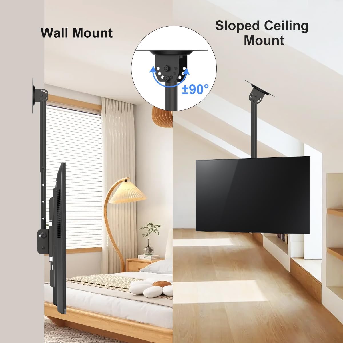 Ceiling TV Mount 26-65 inch, Max VESA 400x400mm Load 45kg/100lbs Height Adjustable