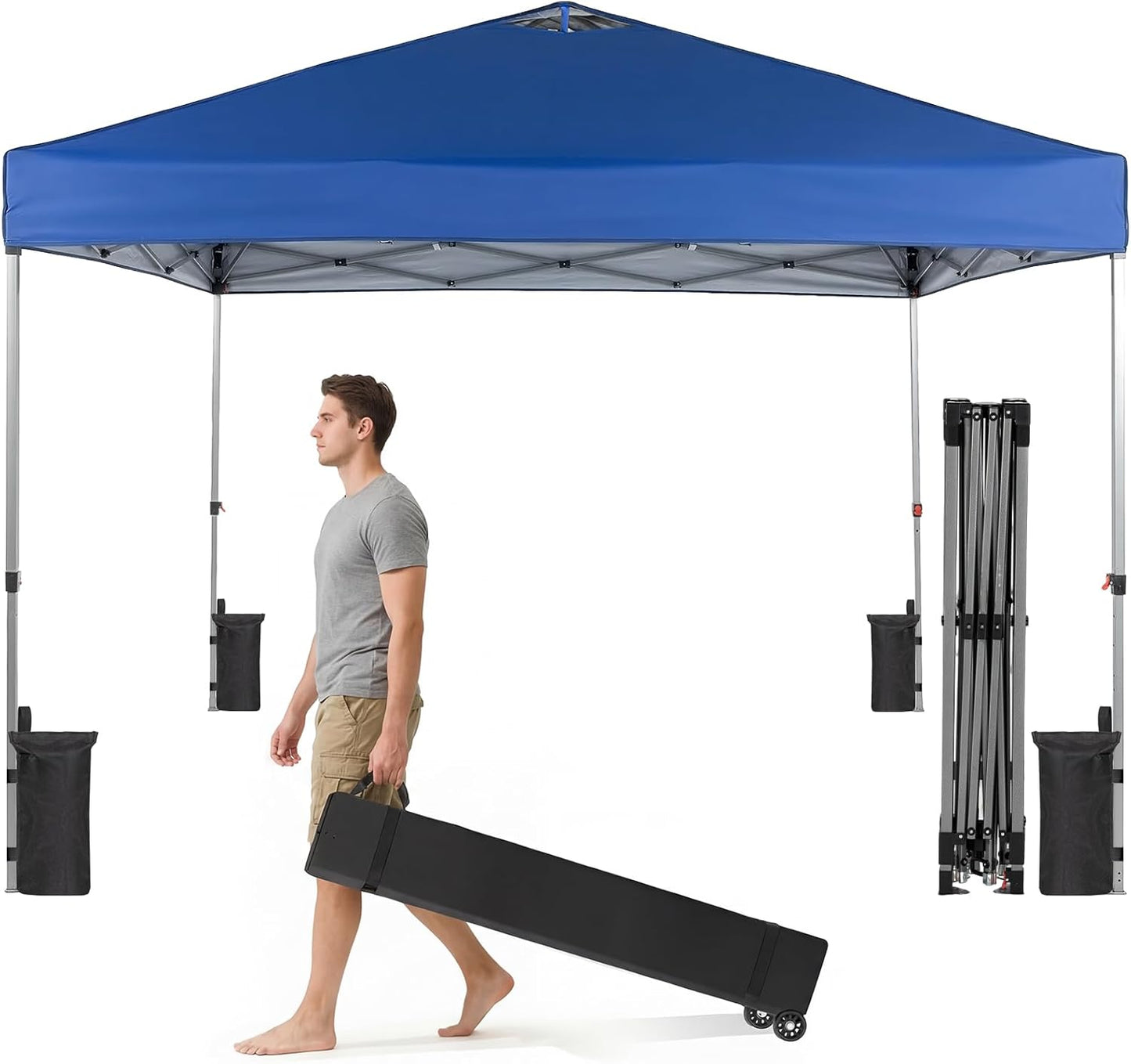10x10ft Pop Up Canopy Tent, Heavy Duty 1-Person One Push Setup, Portable Outdoor Shelter