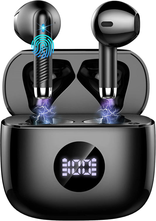 Wireless Earbuds, Bluetooth 5.4 Power Display Bass Stereo, Noise Cancelling Mic, 40H Playback IP7