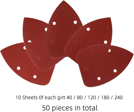 Mouse Detail Sander Sandpaper Assorted Pads 40 80 120 180 240 Grits (50pcs Mouse Sandpaper)