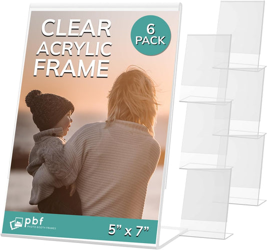 5x7 Acrylic Sign Holder, Clear Picture Frame, Menu Table Top Display (6-Pack)