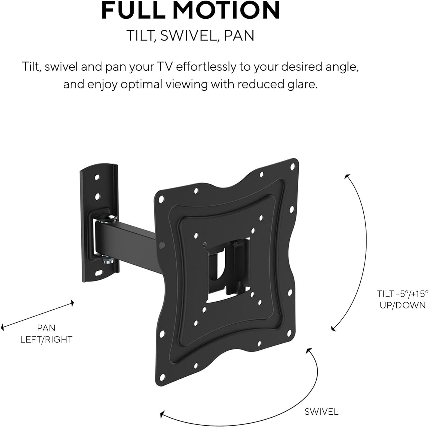 Full Motion Wall Mount for 10" - 50" TVs + Included HDMI Cable