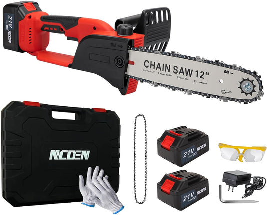 12" 40Vmax 21v Chainsaw 2x4.0ah Battery, Charger, Tool-free Chain Tension & Auto Lubrication