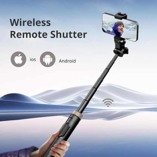 72" Extendable Tripod Selfie Stick, Detachable Phone Holder & Wireless Remote