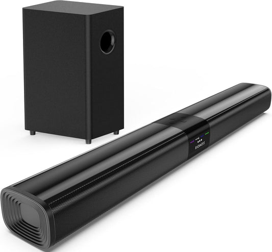 Sound Bar, 5.25 In Subwoofer, 100W 24 In Soundbar, Optical, ARC, AUX, Bluetooth 5.3 Inputs