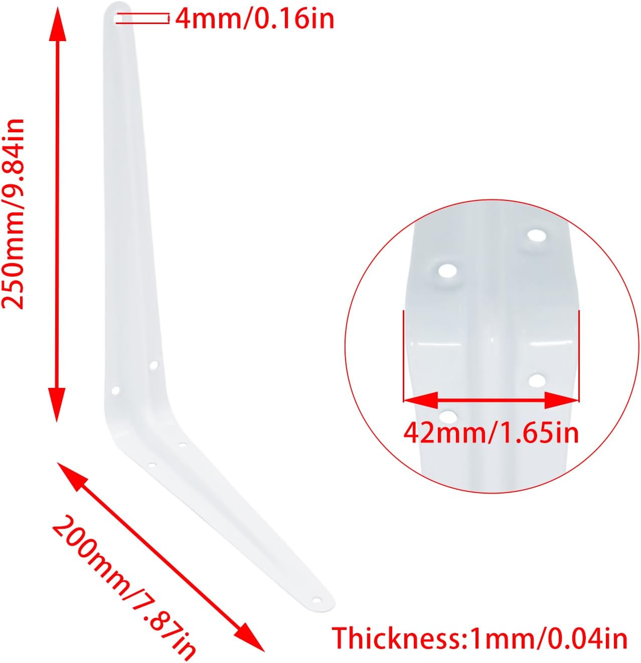 24Pcs 10 x 8 In White Shelf Brackets, Heavy-Duty, L Brackets