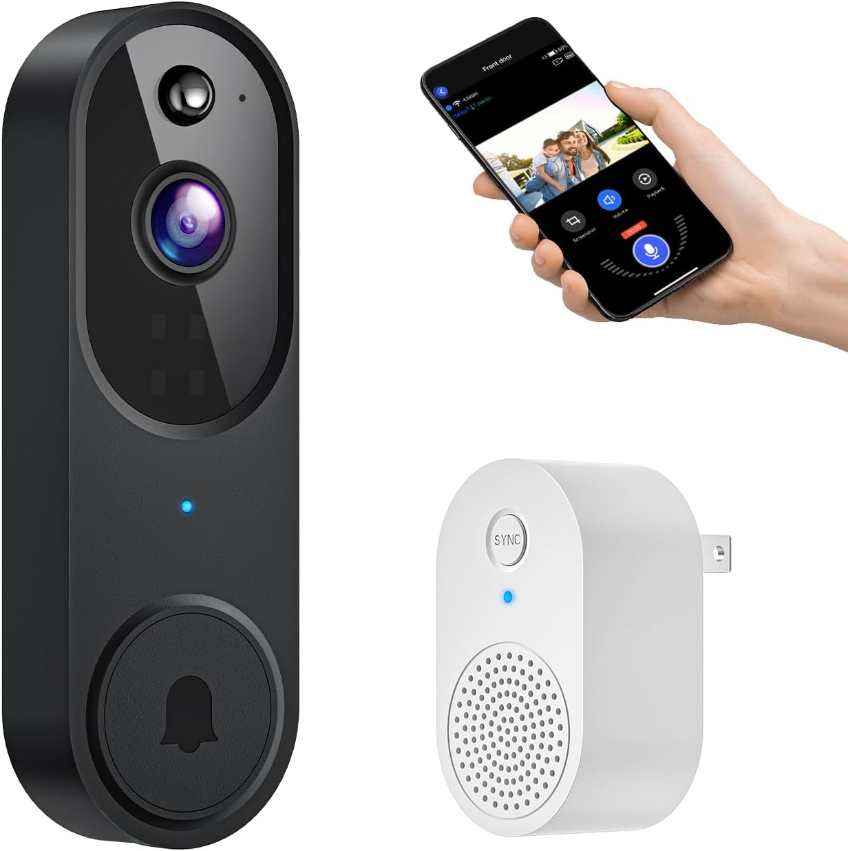 Smart Video Doorbell Camera Wireless, AI Human Detection, Night Vision, 2-Way Talk, Battery Powered