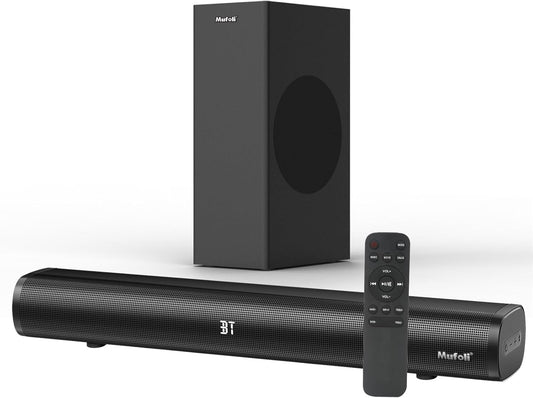 Sound Bars for TV, Subwoofer 2.1 CH 120W Surround Sound Bluetooth, HDMI, AUX, USB, Opt, 16 In