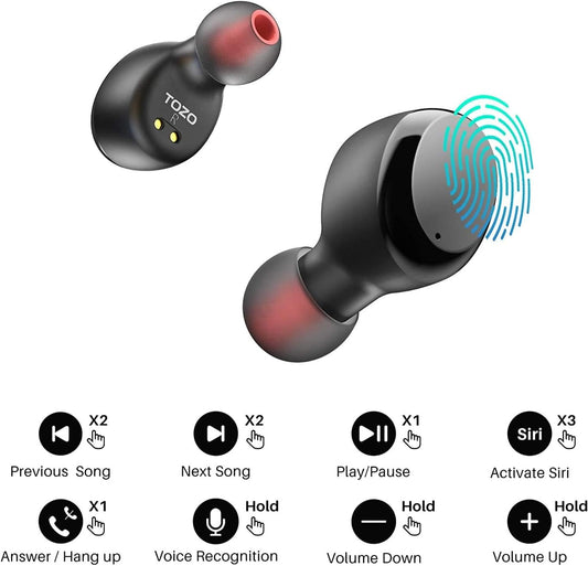 T6 Wireless Earbuds Bluetooth 5.3, 45H Playtime, IPX8 Waterproof, Stereo, Mic, Premium Deep Bass