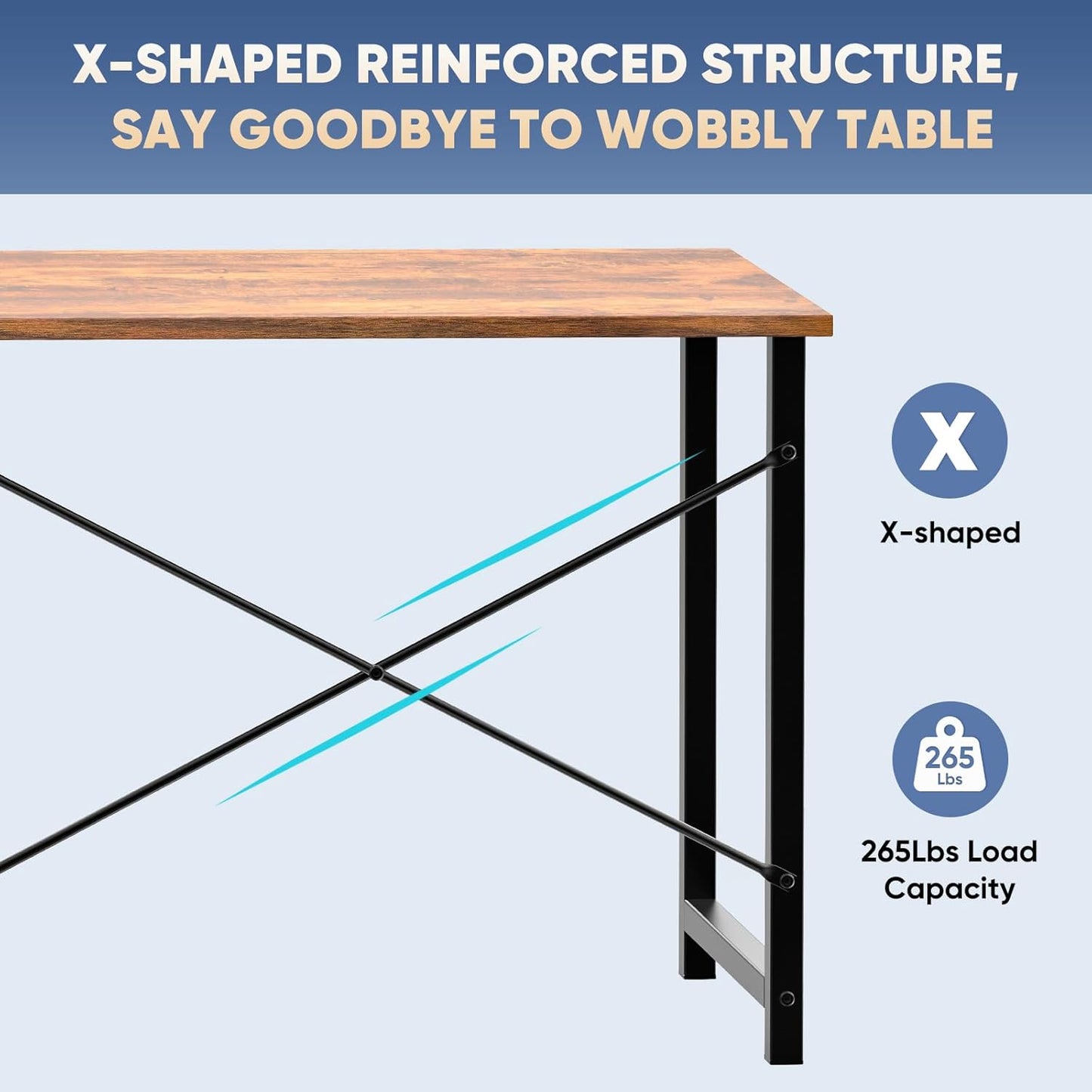 32 inch Small Computer Desk for Home Office, X-Shaped Reinforcement, Rust