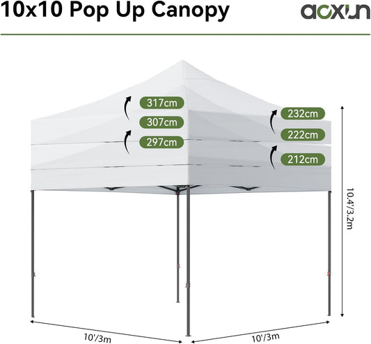 10x10 Pop Up Canopy, One Push Instant Canopy Tent, 4 Sandbags &amp; 8 Stakes