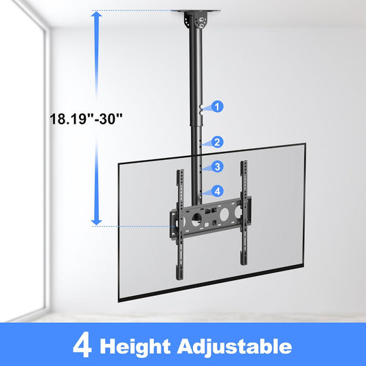 Ceiling TV Mount for Most 26 to 65 In Flat Curved TV, Swivel Tilt Height Adjustable, VESA 400x400mm