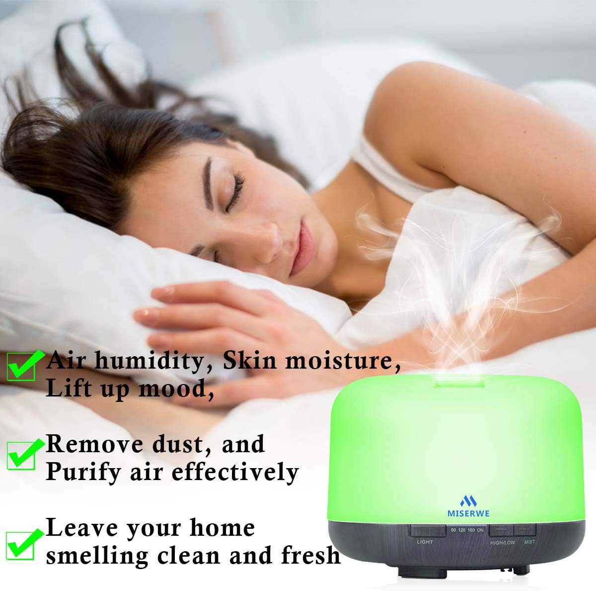 Diffuser 500ML &amp; 10 Essential Oils, Adjustable Mist Mode &amp; 4 Timer Setting Auto Shut-Off