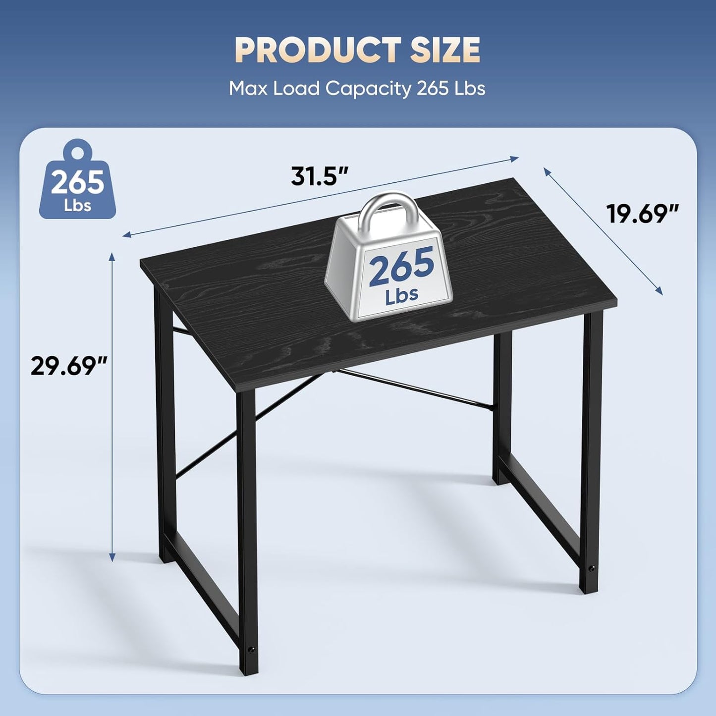 32 inch Small Computer Desk for Home Office, X-Shaped Reinforcement, Black