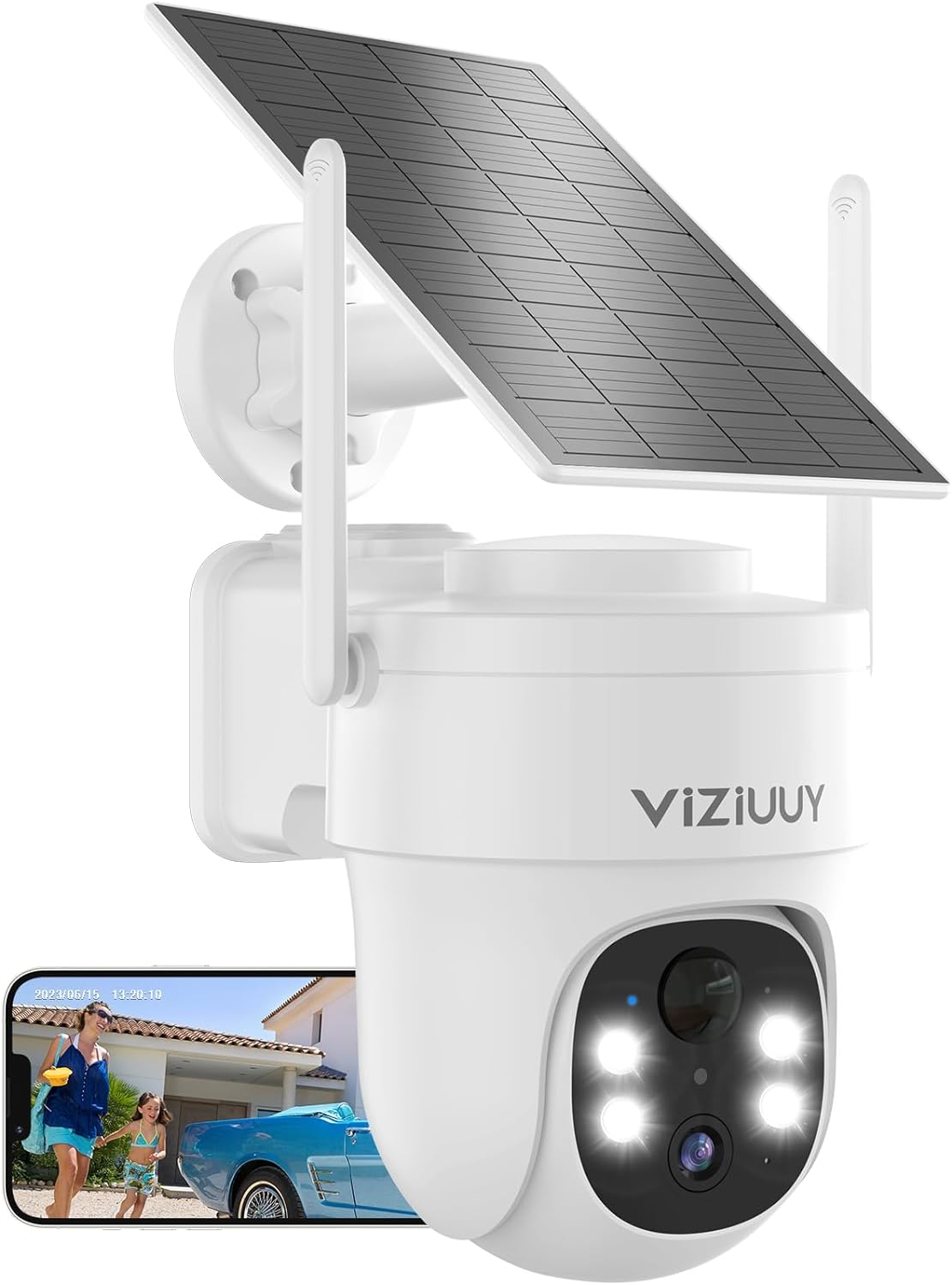 Solar Security Cameras Wireless Outdoor, 3MP Pan Tilt 360°Color Night Vision/PIR Sensor/2-Way Audio