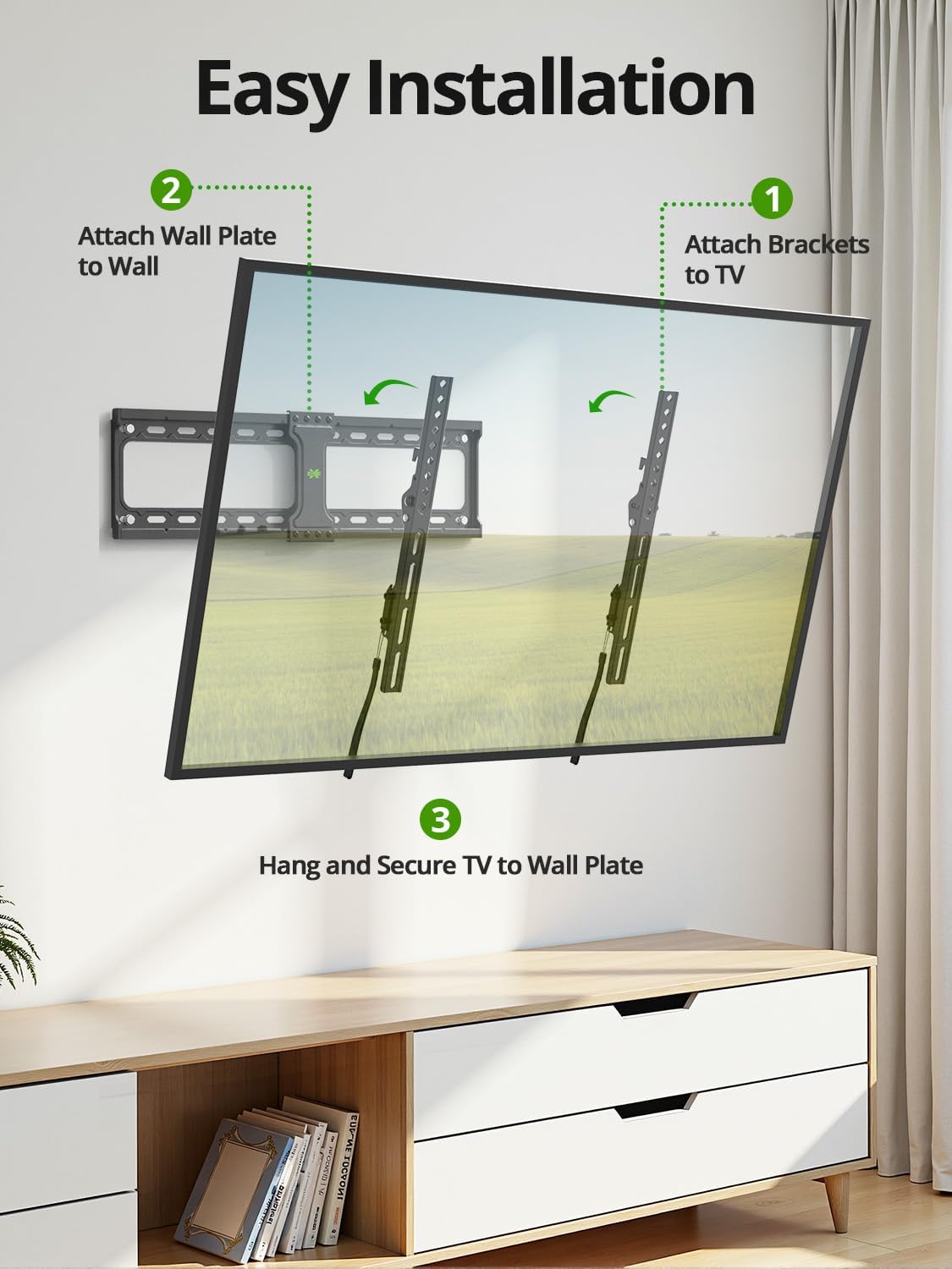 Tilting TV Wall Mount for Most 37"-95" Flat Curved Screen TV VESA 600x400mm up to 132lbs