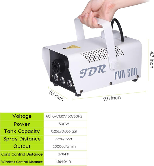 Fog Machine Controllable LED 500W &amp; 2000CFM Wireless and Wired Remote Control Fuse Protection