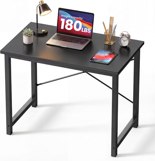 32 inch Small Computer Desk for Home Office, X-Shaped Reinforcement, Black