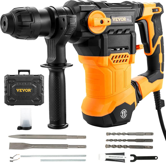 1-1/4 In 13 Amp SDS-Plus Rotary Hammer Corded Drill, w/Vibration Control &amp; Safety Clutch, Variable Speed, For Concret