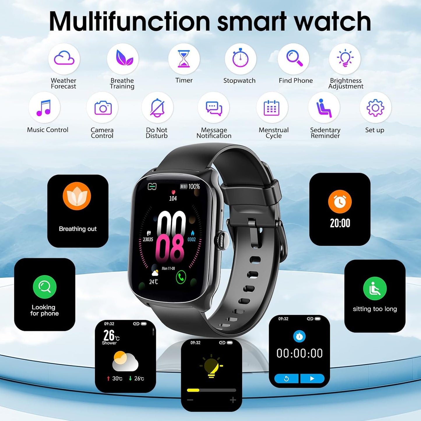 1.95"HD Smartwatch (Dial/Answer Calls), Heart Rate/Sleep Monitor, 112+ Sports Modes,IP68