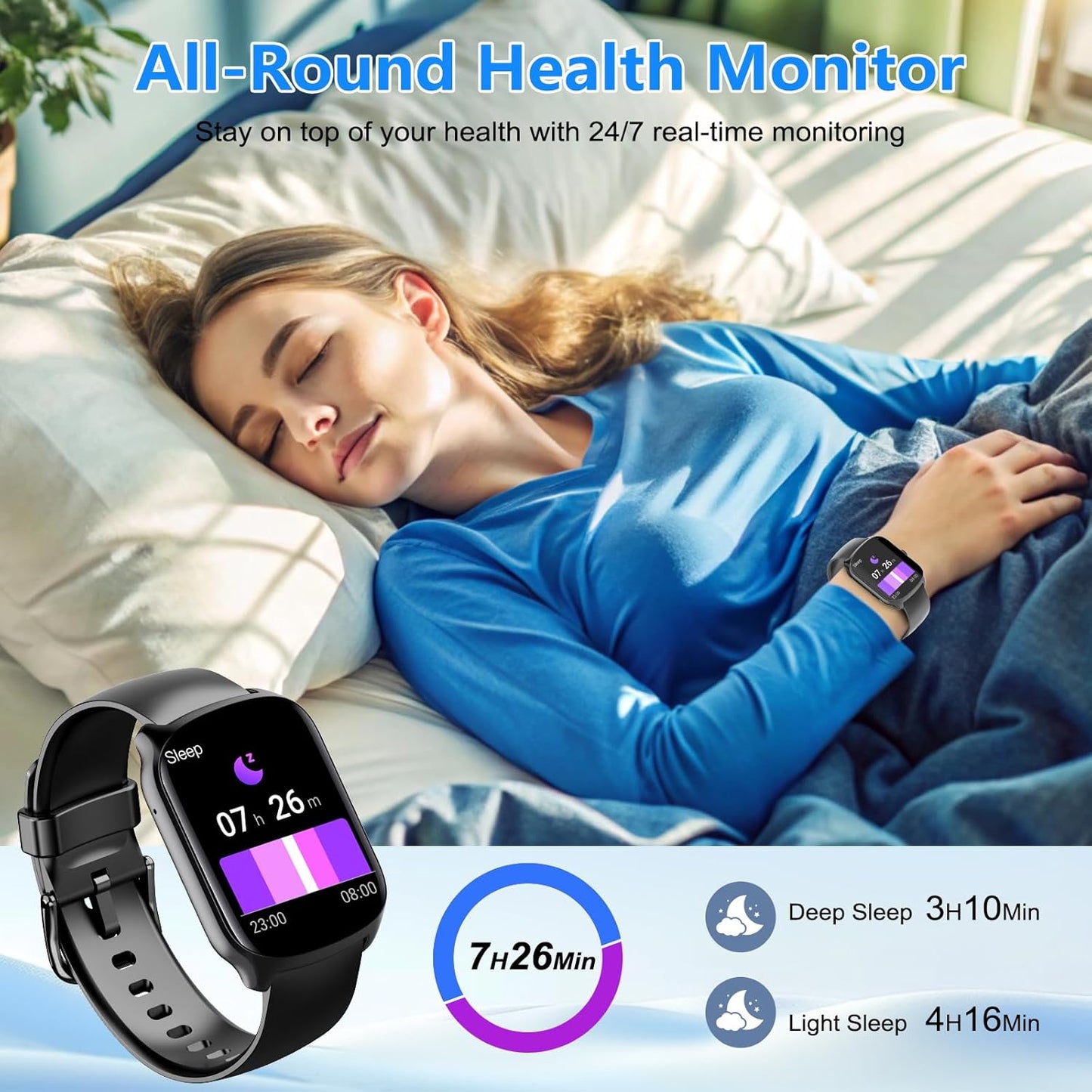 1.95"HD Smartwatch (Dial/Answer Calls), Heart Rate/Sleep Monitor, 112+ Sports Modes,IP68
