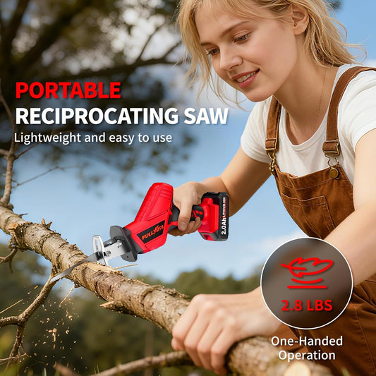 Reciprocating Saw Cordless, 0-3500SPM Variable Speed 2*2.0Ah Battery &amp; 4 Saw Blades