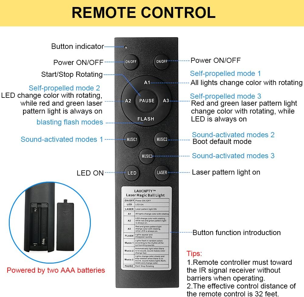 Dj Party Disco Ball Lights, Pattern, Sound Activated,10 ft USB Cable, Strobe Light