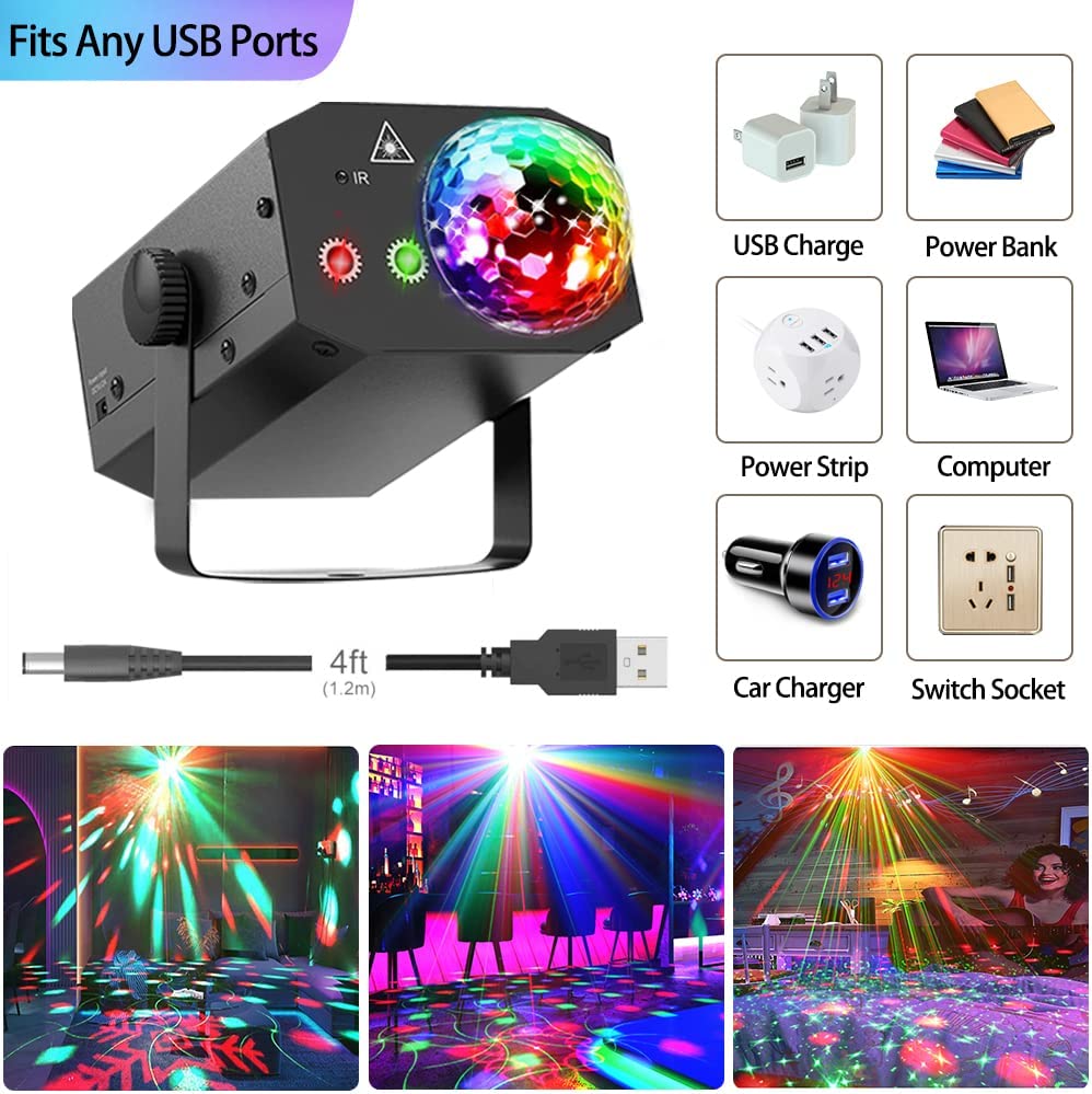 Party Lights Disco Ball, Laser, Sound Activated, Strobe, Remote Control for all Parties