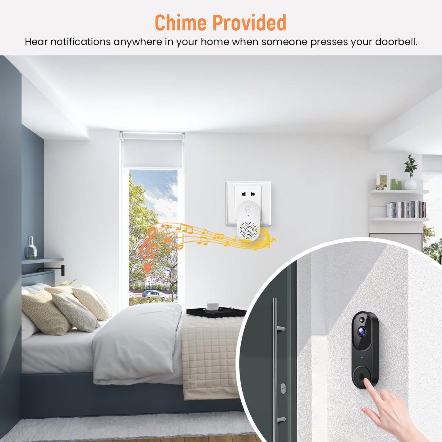 Smart Video Doorbell Camera Wireless, AI Human Detection, Night Vision, 2-Way Talk, Battery Powered