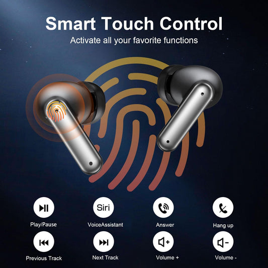 Wireless Earbuds Bluetooth, 50H Playtime, Mic, LED, IPX7 Waterproof, Deep Bass Stereo