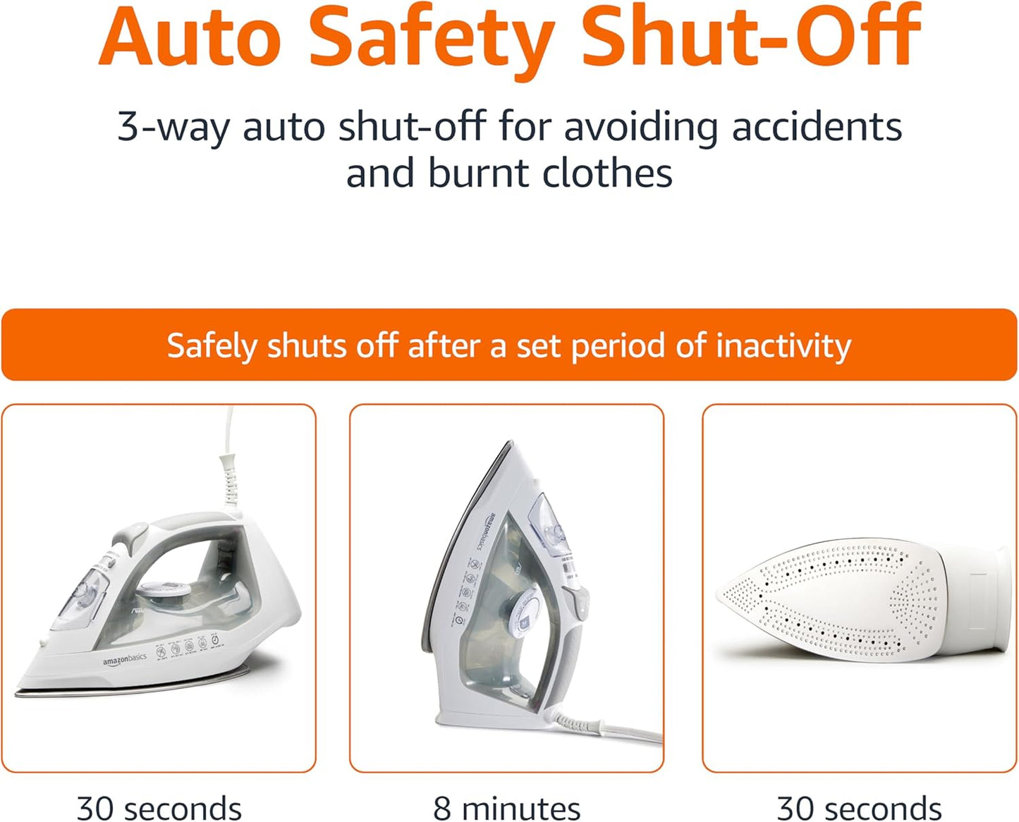 1700W Steam Iron, Auto Shut-Off, Handheld Garment Steamer, Stainless Steel Soleplate, Anti-Drip