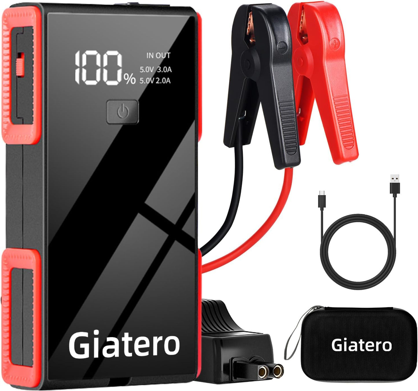 4000A Car Jump Starter, Portable Battery Pack(10.0L Gas/8.0L Diesel), 12V, 3 Modes Flashlight