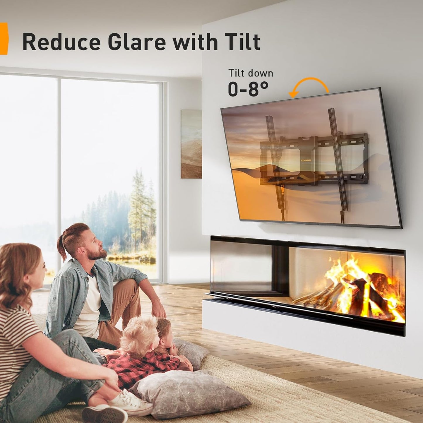 Tilting TV Wall Mount for 37-82 inch TVs up to 132 lbs, Low Profile Tilt,for Flat or Curved TVs
