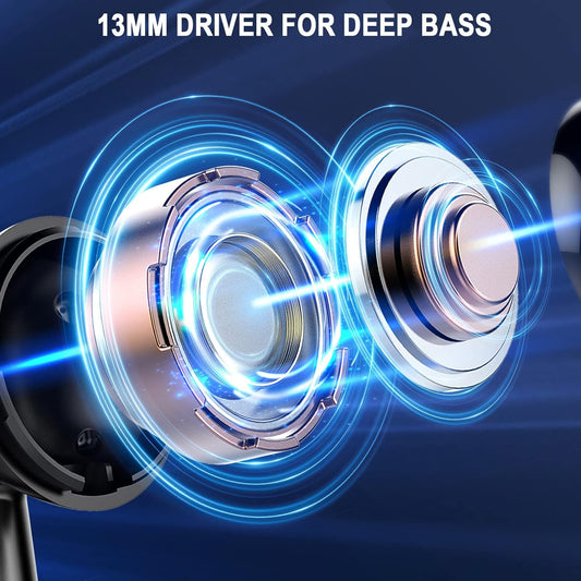 Wireless Earbuds, Bluetooth 5.4 Power Display Bass Stereo, Noise Cancelling Mic, 40H Playback IP7
