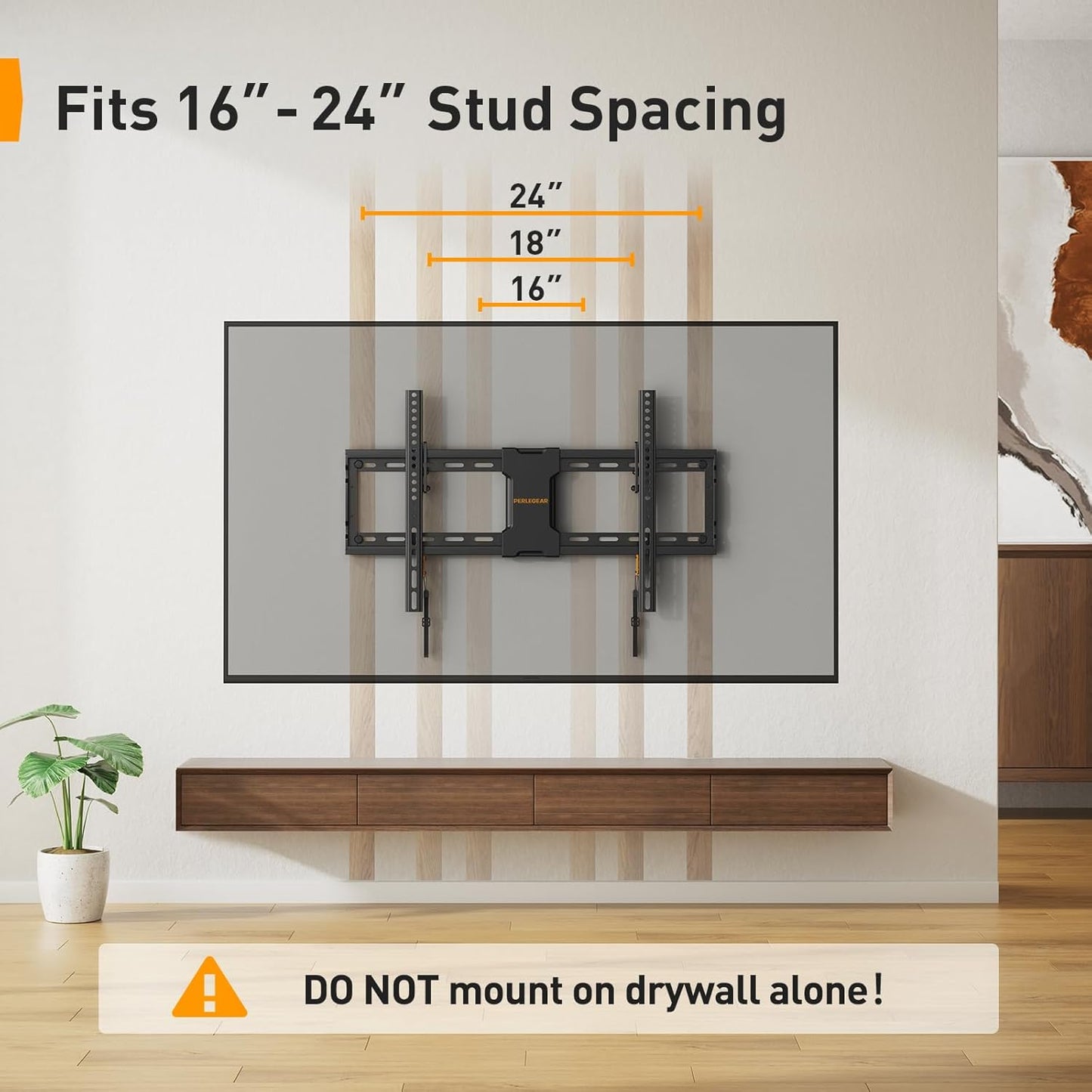 Tilting TV Wall Mount for 37-82 inch TVs up to 132 lbs, Low Profile Tilt,for Flat or Curved TVs