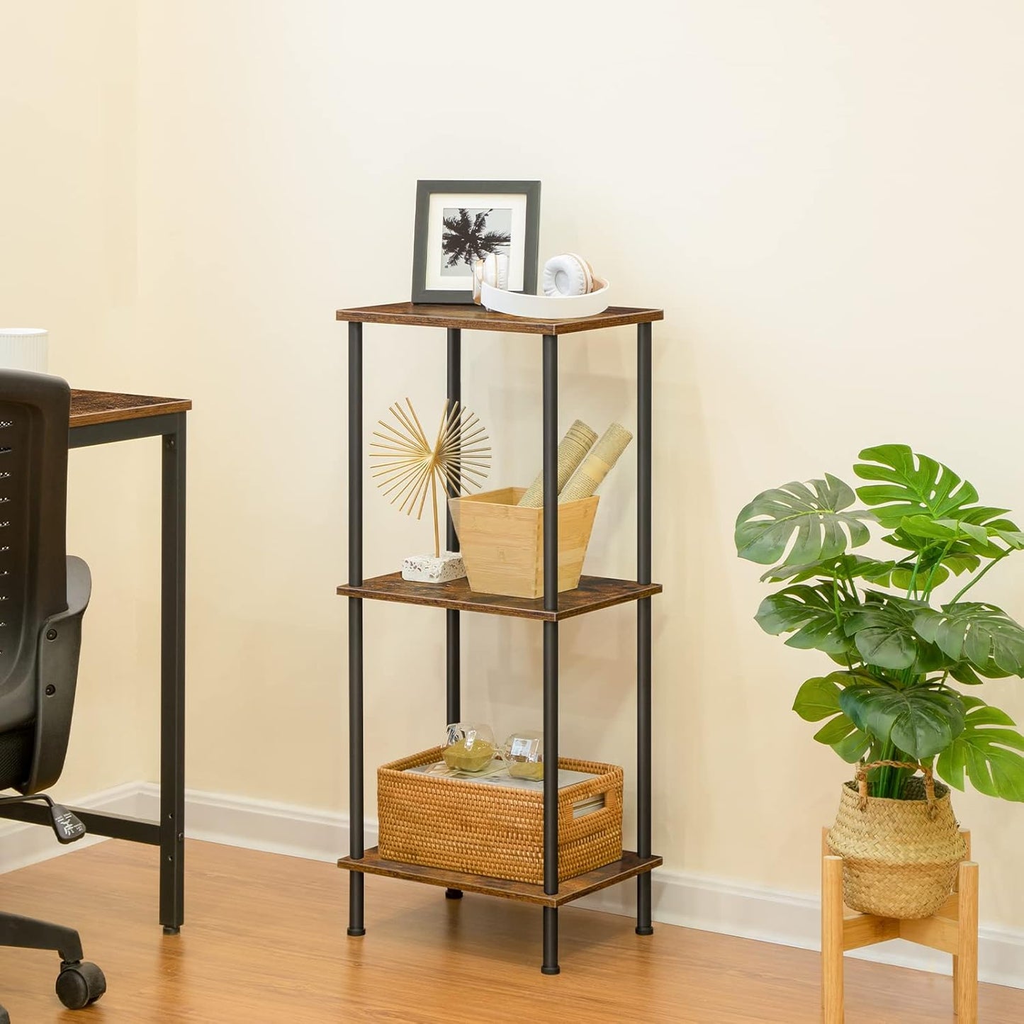 End Tables Set of 2, Nightstand, 2-Layer Storage Shelves, Sofa Table for Small Spaces, Rustic Brown