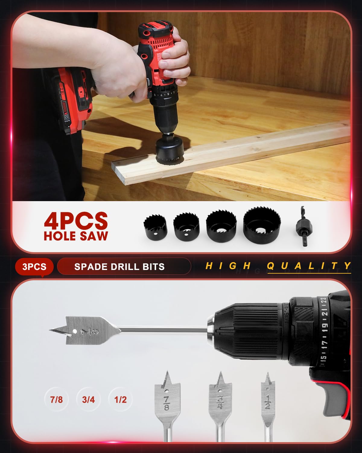 418 PCS Drill Bits for Wood, Metal, Masonry, Cement, Screwdriver Bit Set Combo Kit