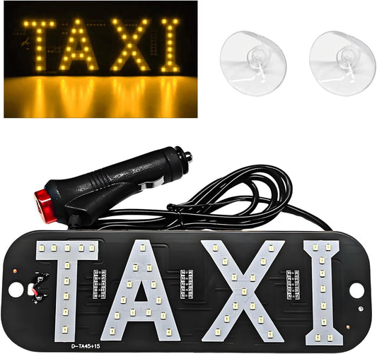 12V Taxi Logo LED Indicator Lamp with Car Charger Inverter, Bright, Flashing Hook