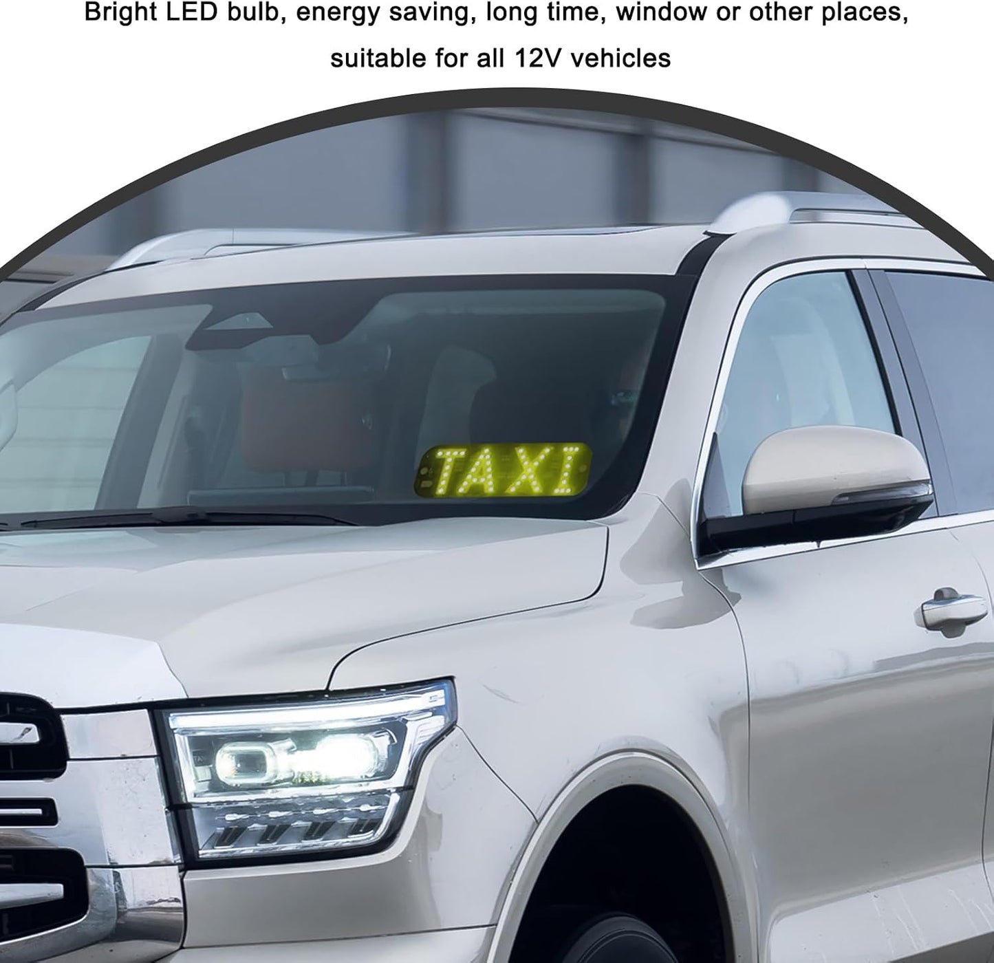 12V Taxi Logo LED Indicator Lamp with Car Charger Inverter, Bright, Flashing Hook