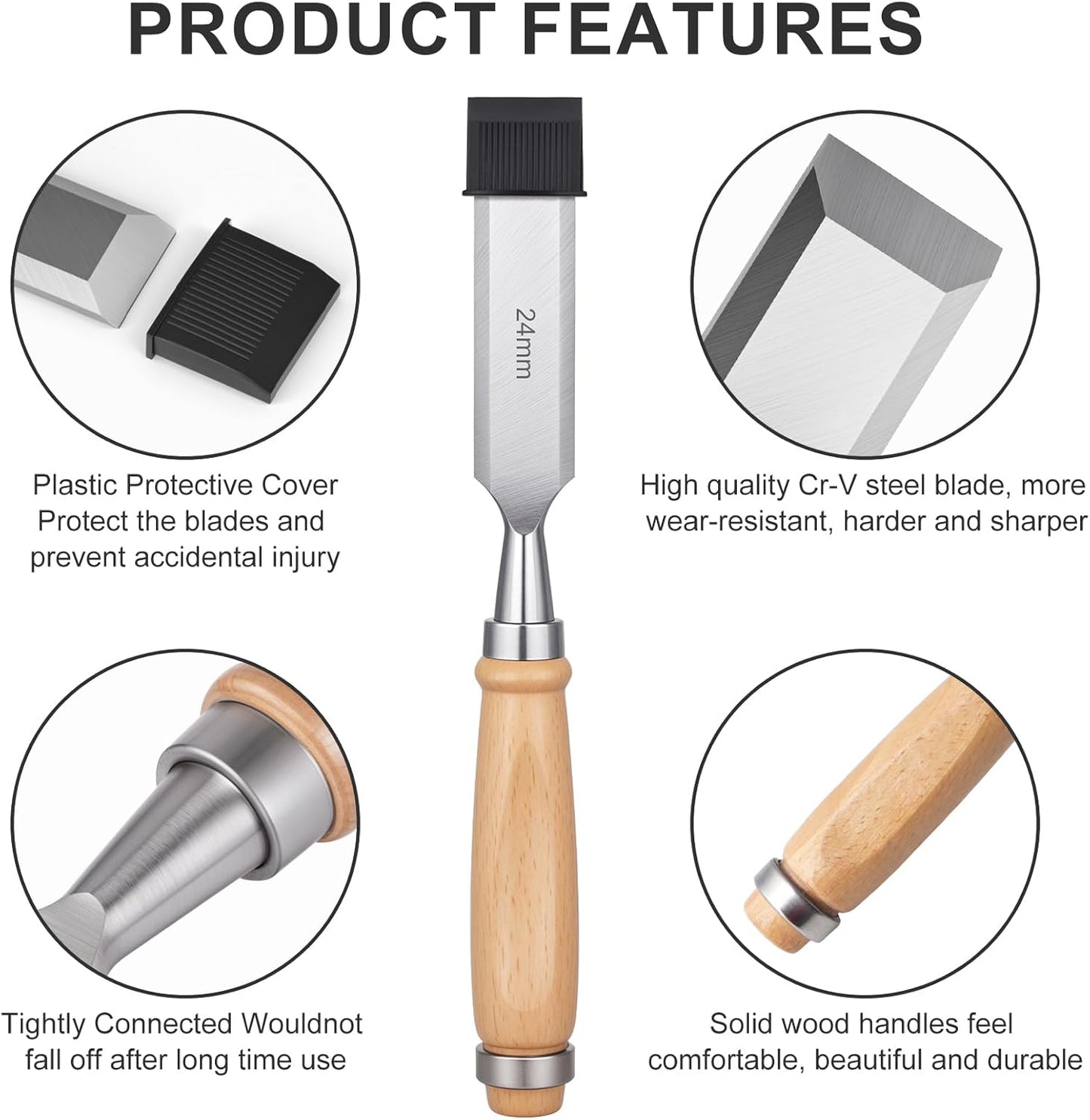 4 Piece Wood Chisel, Professional Wood Woodworking Tools Set,Bevel Edge Chisel Set