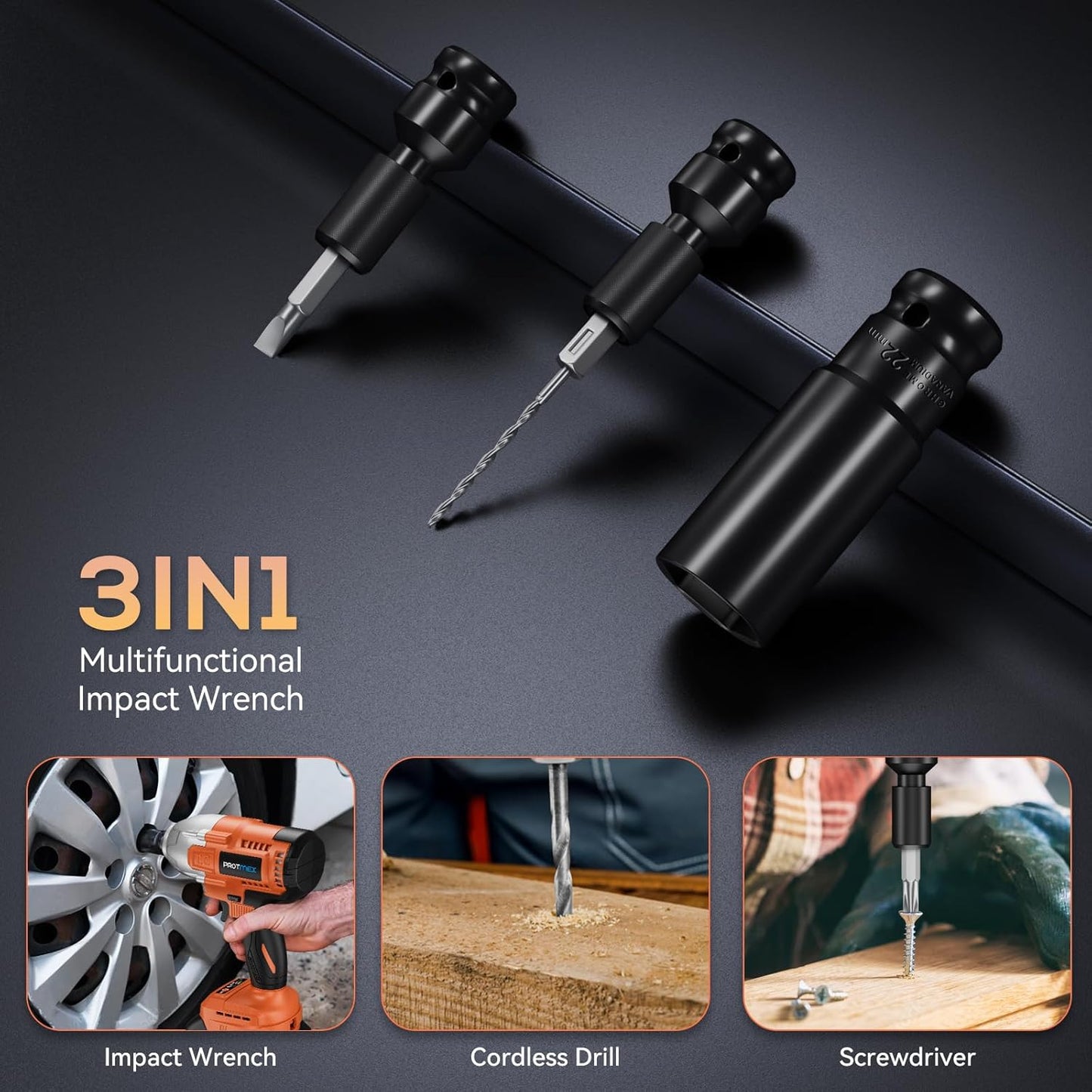 21V Cordless Impact Wrench Drill, 665Ft-Ibs (900N.m) 1/2" 2x 4.0Ah Battery, Variable Speeds