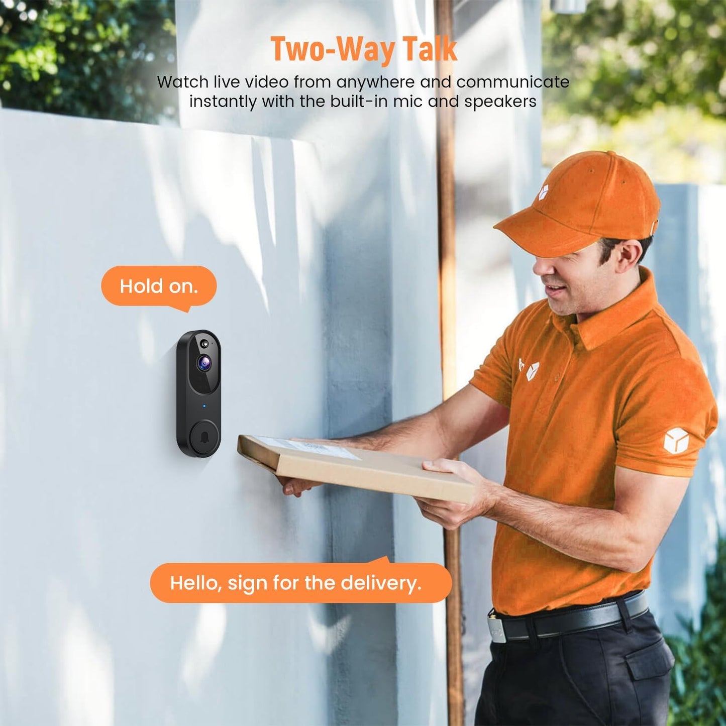 Smart Video Doorbell Camera Wireless, AI Human Detection, Night Vision, 2-Way Talk, Battery Powered