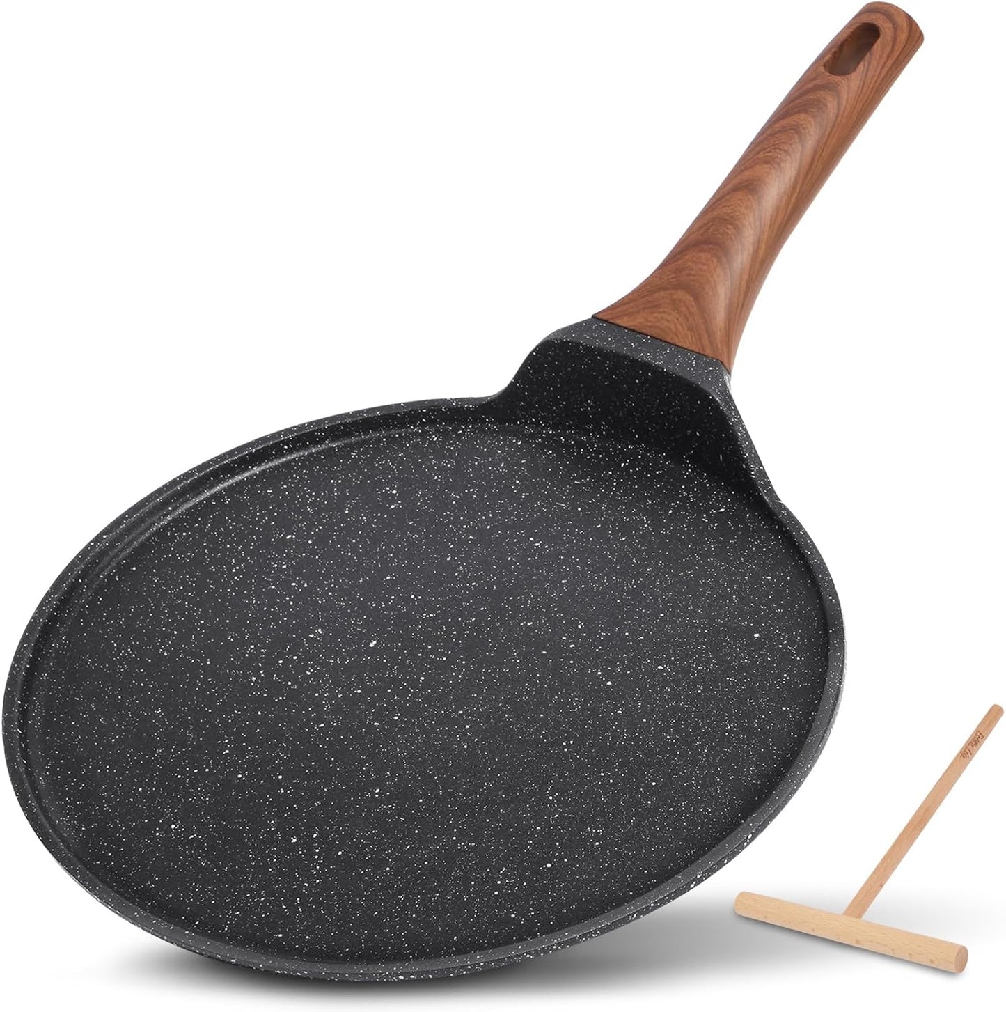 11 In Crepe Pan, Spreader, Nonstick Granite Coating, Induction Compatible, PTFE &amp; PFOA Free